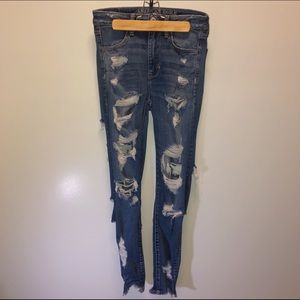 American Eagle Hi Rise Dark Wash Ripped Jeans